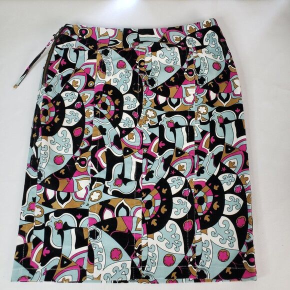 Etcetera Blue Abstract Art Print Corduroy Skirt womens 0 Knee Length - Picture 5 of 7